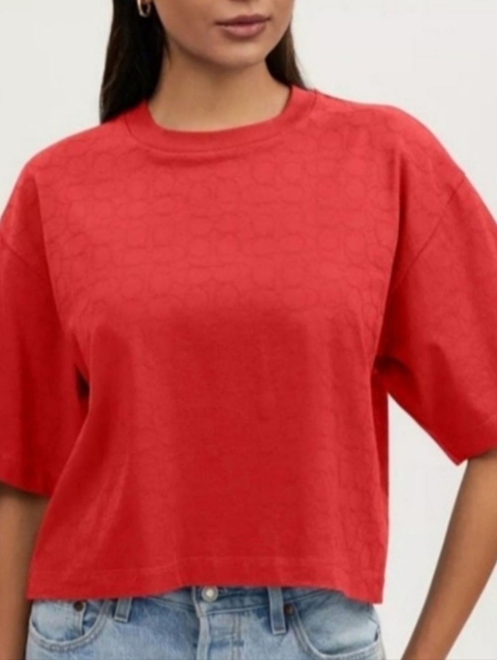 NWT Coach Signature Red Cropped T-Shirt, Size XS